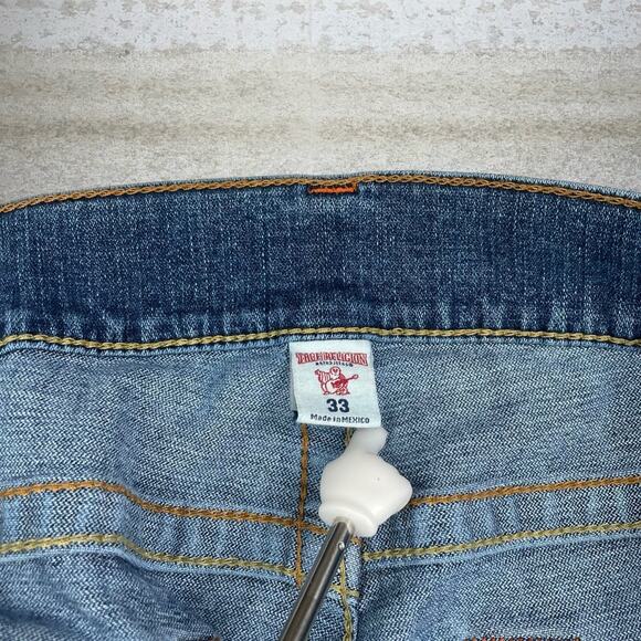 Vintage 90s True Religion Jeans 33x33 Slim Fit Medium Wash Skater Tan Embroidery - Picture 5 of 5